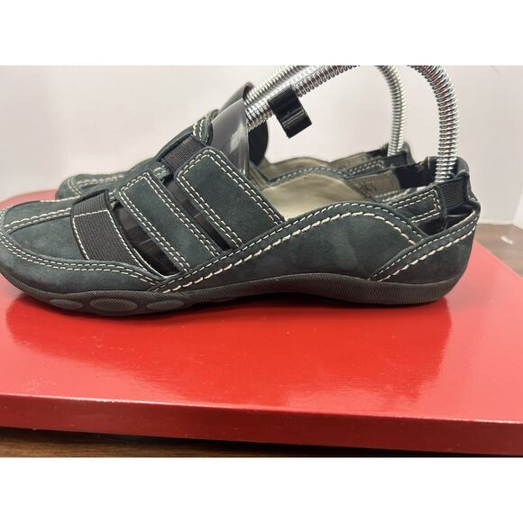 Clarks Collection Womens Loafers Shoes Sandles Size 4.5 black with‎ Beige Stitch - Picture 3 of 10